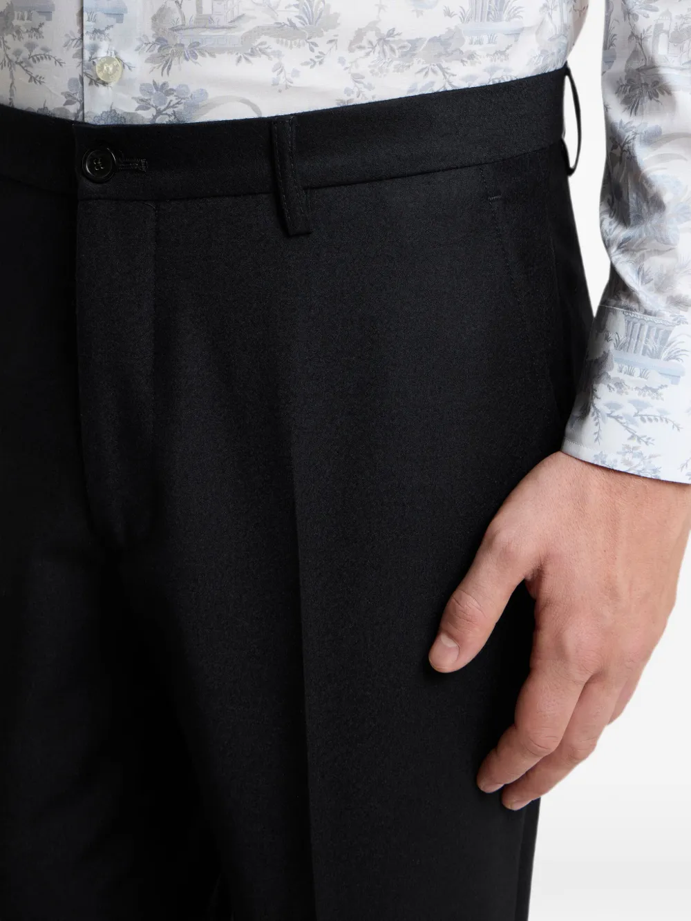 ETRO Wollen flanellen broek met kreukdetail Zwart