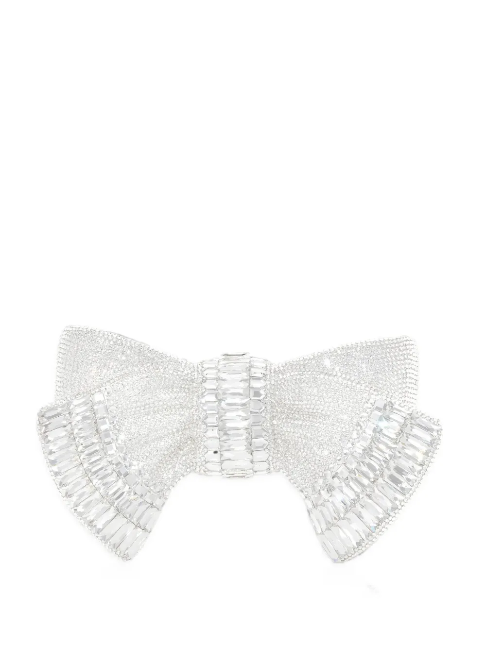 Judith Leiber crystal-embellished bow clutch bag - Argento