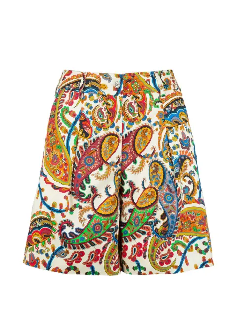 ETRO paisley-print pleated shorts