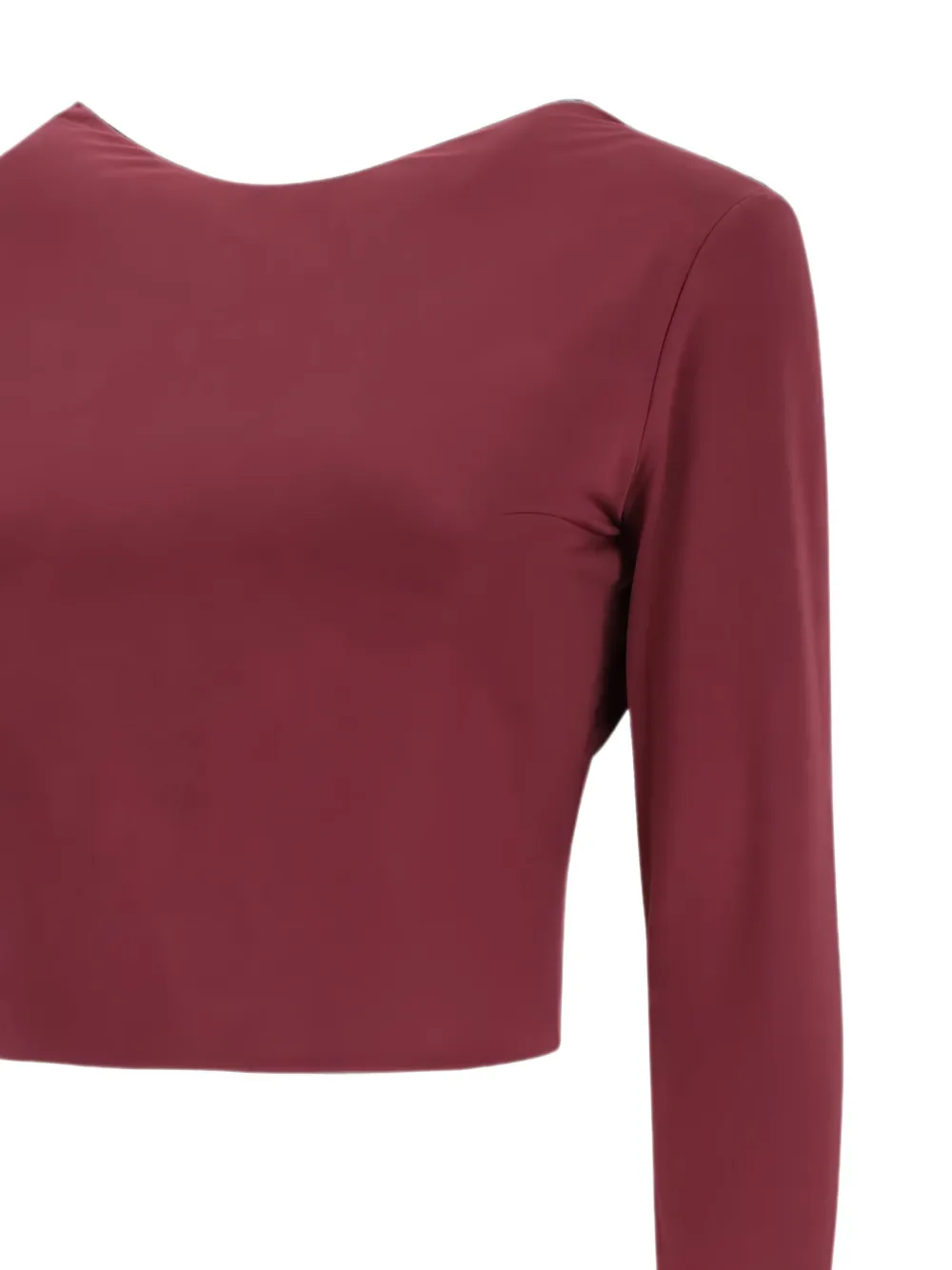 THE ANDAMANE Lia cropped top met open rug Rood
