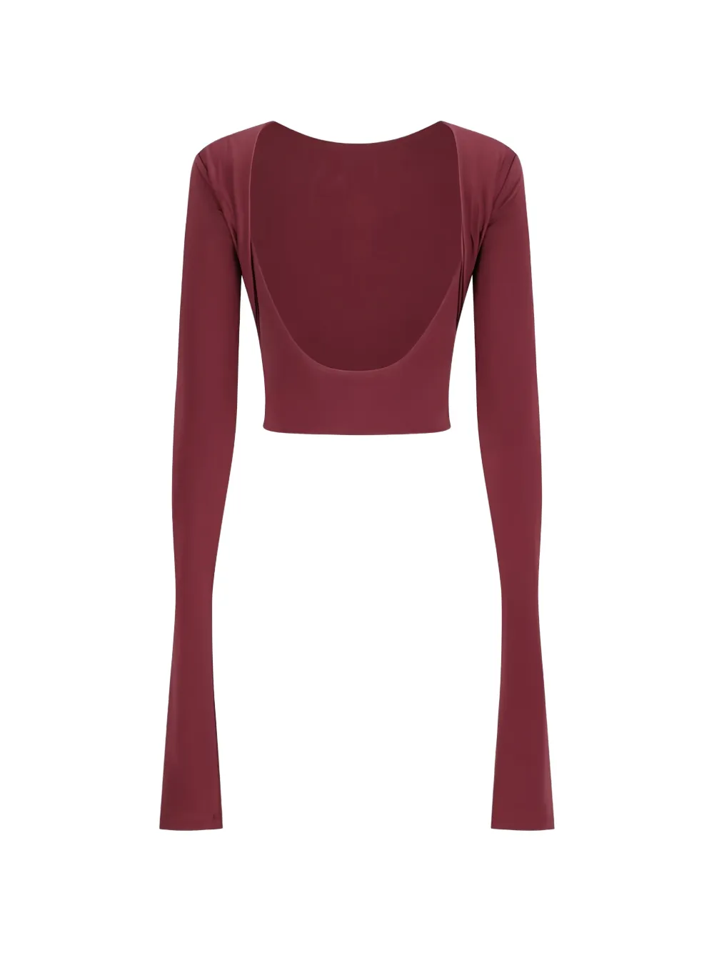 THE ANDAMANE Lia cropped top met open rug Rood
