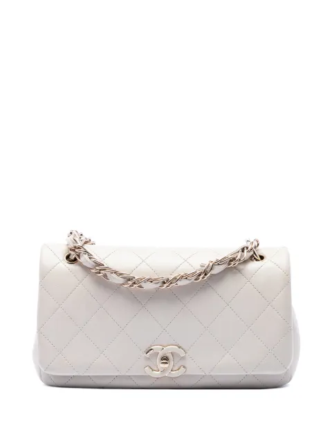CHANEL Pre-Owned 2020 Large Quilted Lambskin Twist Chain Enamel CC Flap crossbody bag