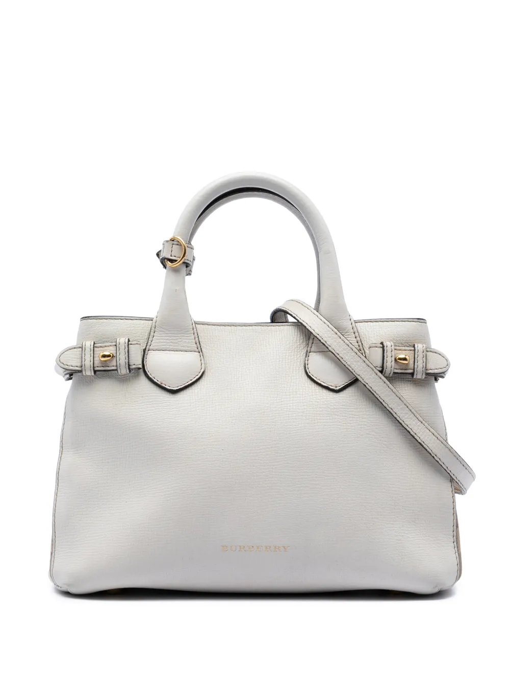 Burberry Pre-Owned Borsa a tracolla Banner piccola in pelle con motivo House Check 2000-2017 - Bianco