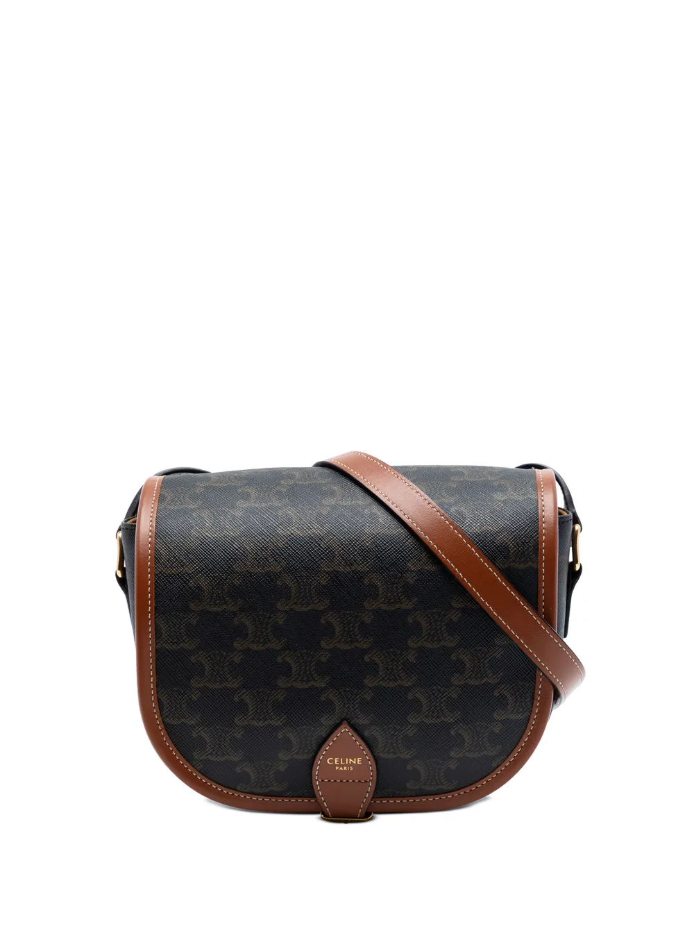 Celine Pre-Owned 2022 Medium Triomphe Coated Canvas Folco crossbody bag - Brown