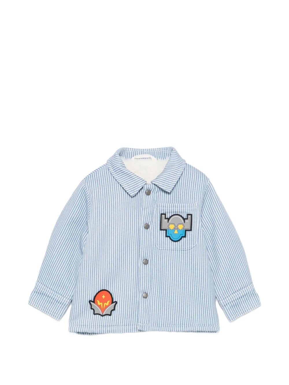 Stella McCartney Kids striped graphic-patch shirt jacket - Blau