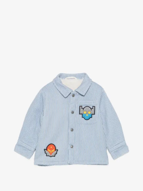 Stella McCartney Kids striped graphic-patch shirt jacket