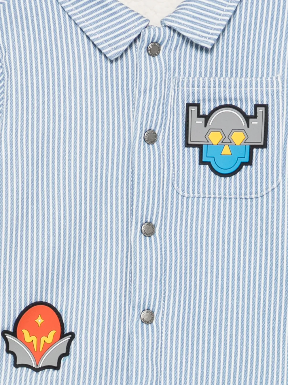 Stella McCartney Kids Gestreept shirtjack met grafische patch Blauw