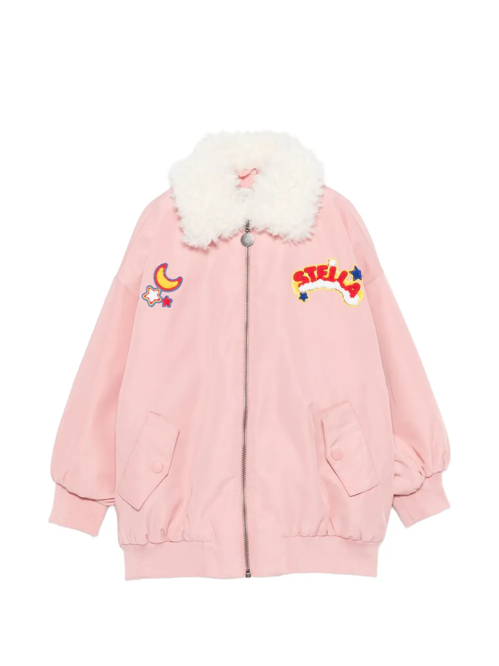 Stella McCartney Kids patch-detail zip-up bomber jacket - Rosa