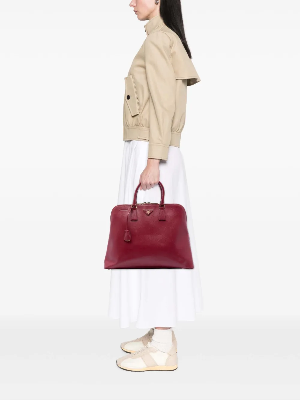 Prada Pre-owned 2010-2026 Extra Large Saffiano Lux Promenade Satchel in Red, view 2