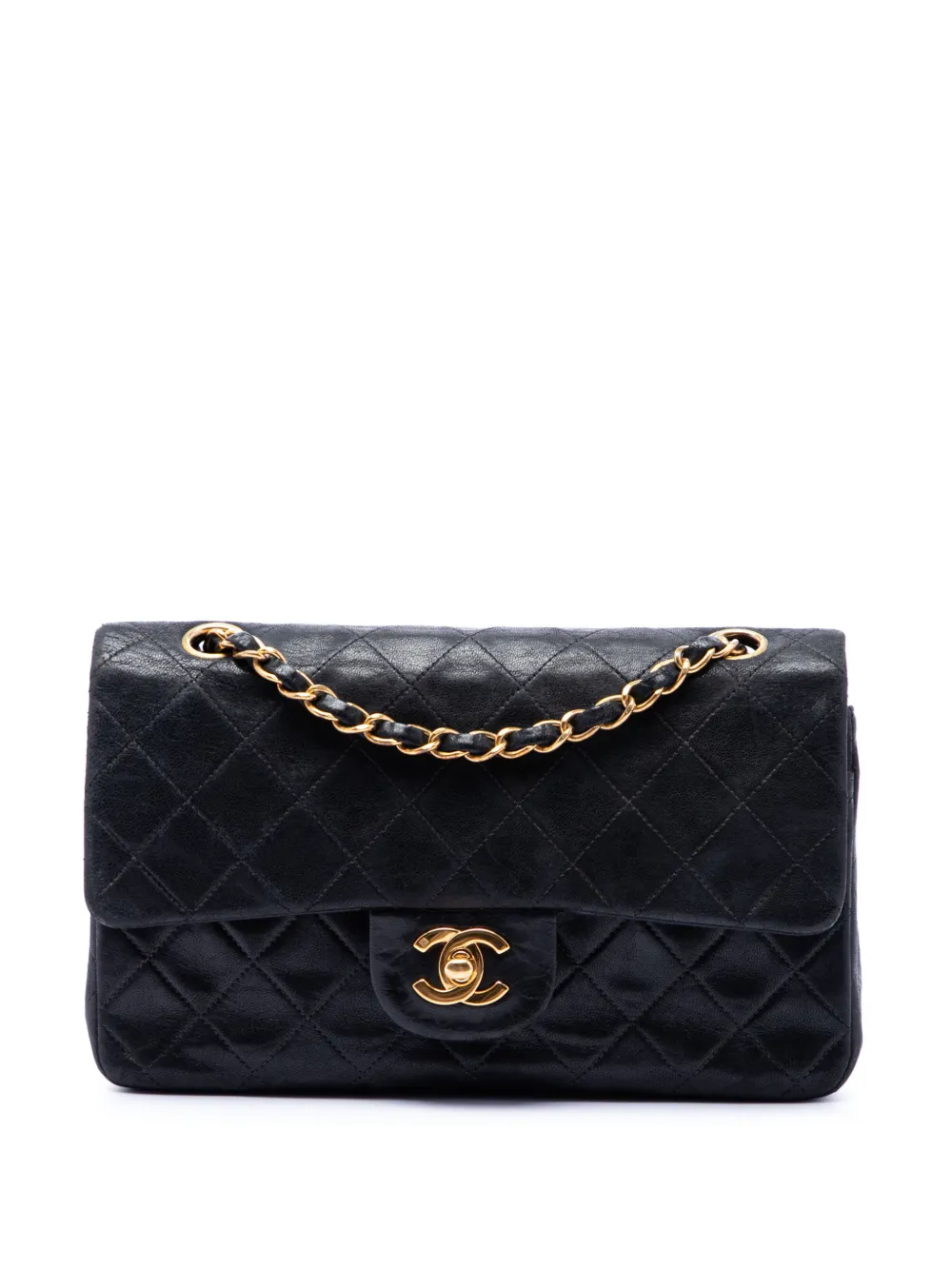 CHANEL Pre-Owned Borsa a spalla Classic Double piccola in pelle di agnello con battente 1997-1999 - Nero