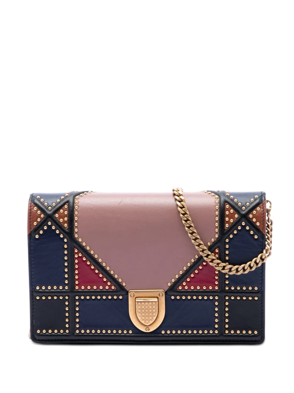 Christian Dior Pre-Owned Borsa a tracolla Diorama Flap piccola in pelle di agnello multicolore con borchie 2018