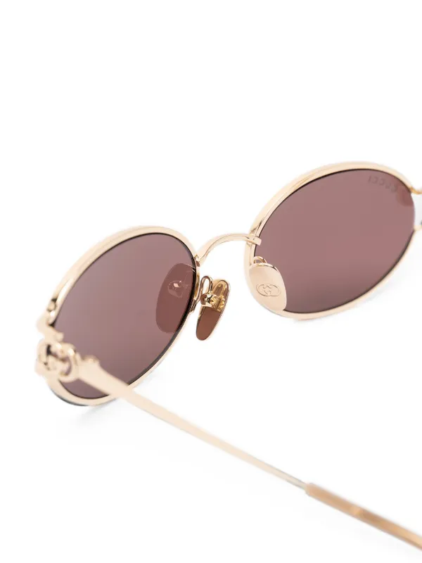 Gucci Eyewear Interlocking G oval-frame Sunglasses | Gold