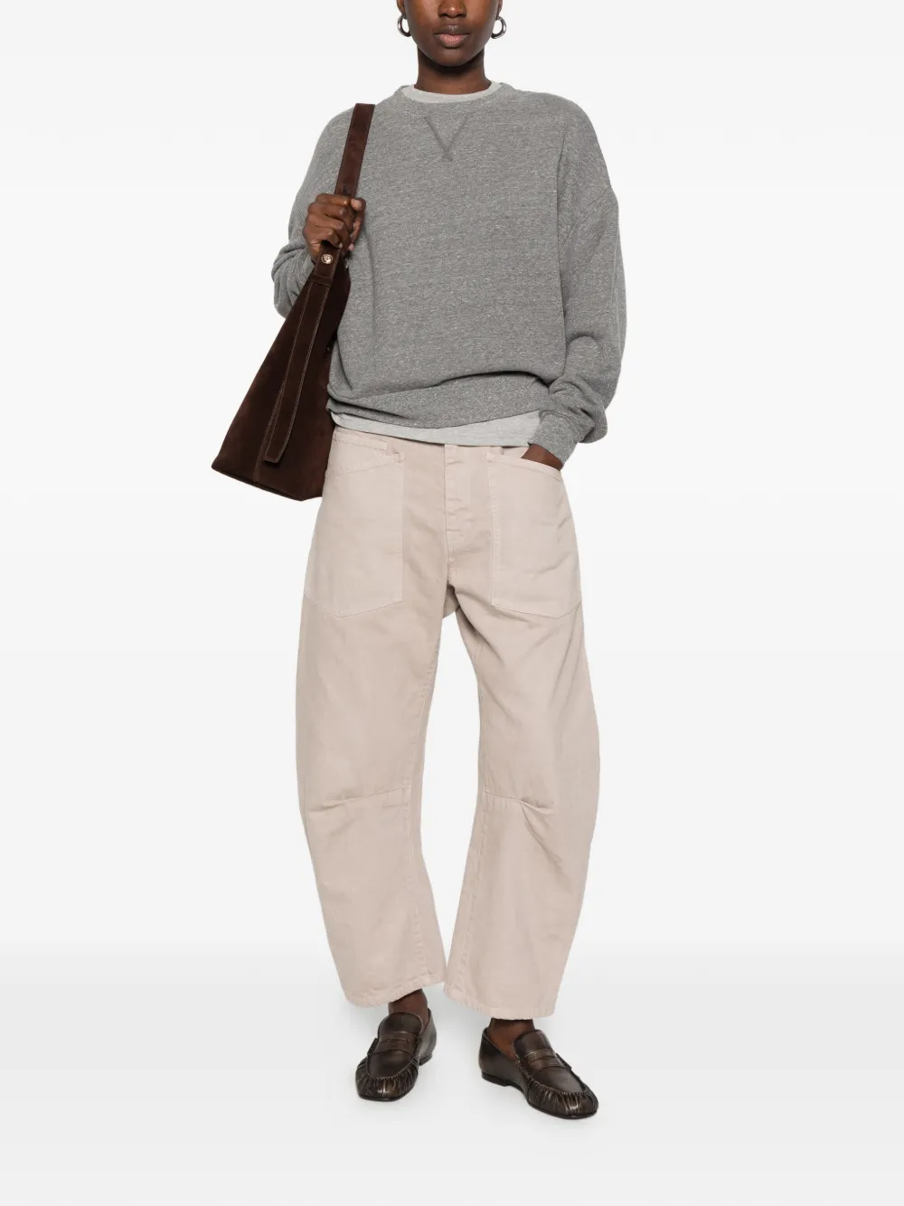 Nili Lotan Broek met opgestikte zak en gebogen pijpen Beige