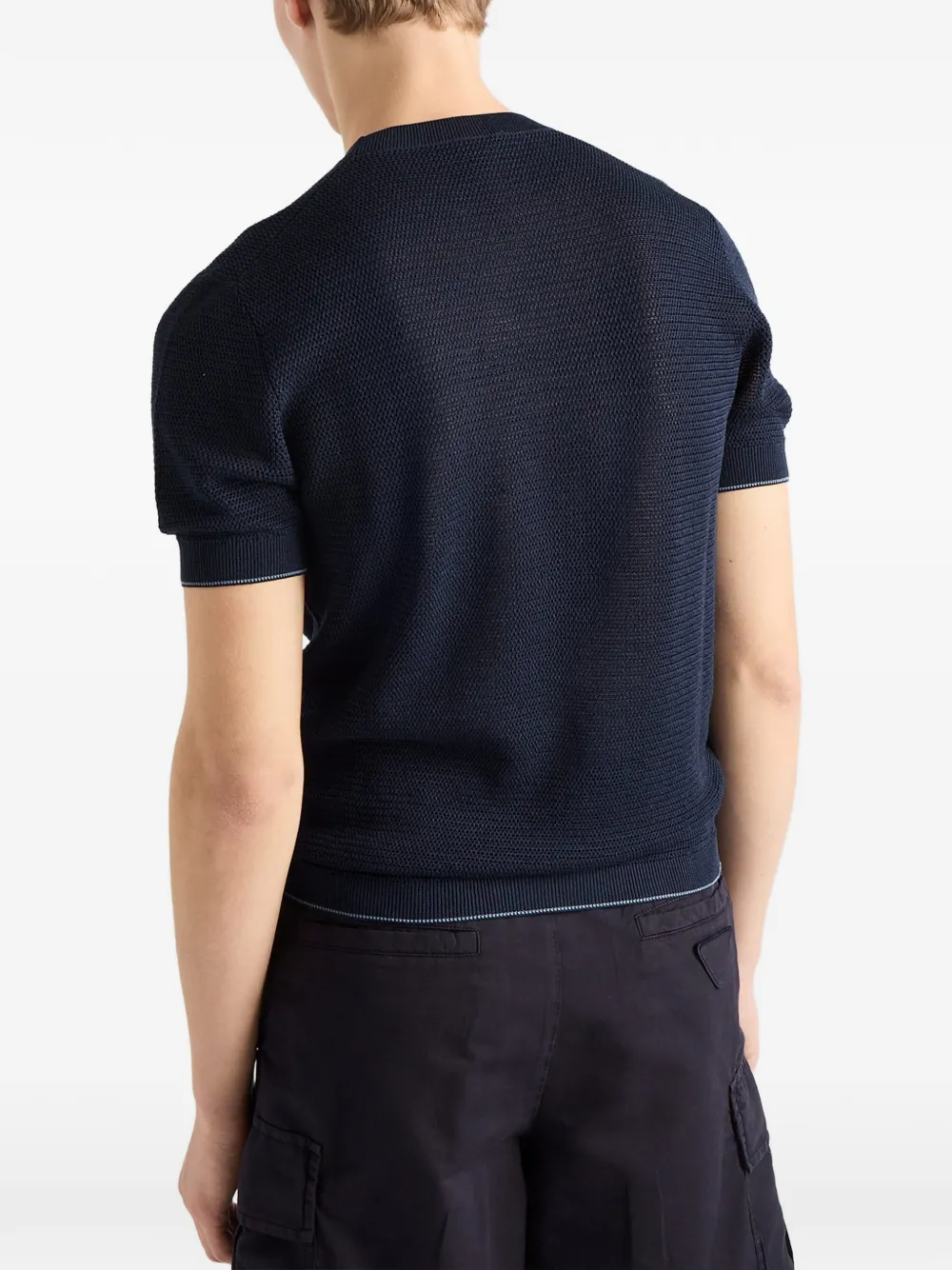 Prada Zijden en katoenen trui met ronde hals Blauw