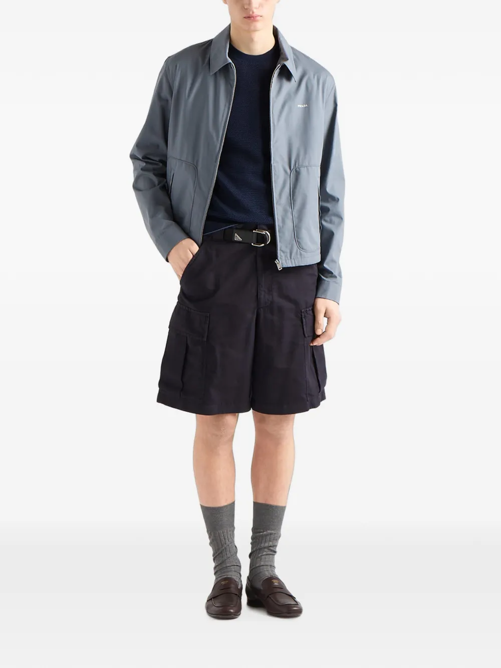 Prada Zijden en katoenen trui met ronde hals Blauw