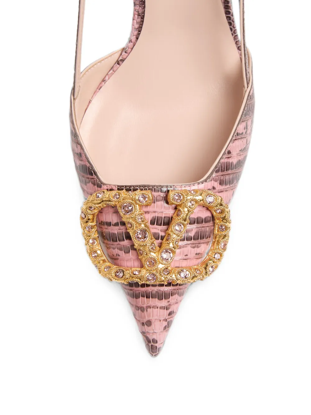 Valentino Garavani Vlogo Signature slingback pumps in tejus 80mm Roze