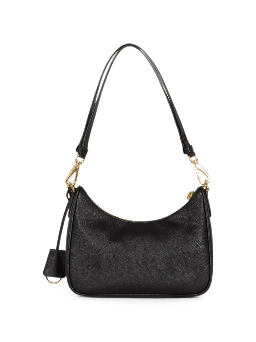 Prada Saffiano leren schoudertas met ketting Zwart