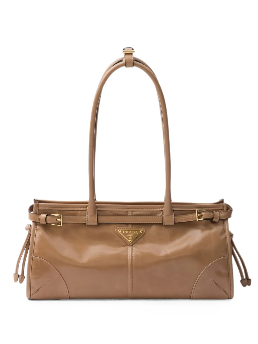 Prada Borsa a spalla Bonnie media con placca logo - Toni neutri