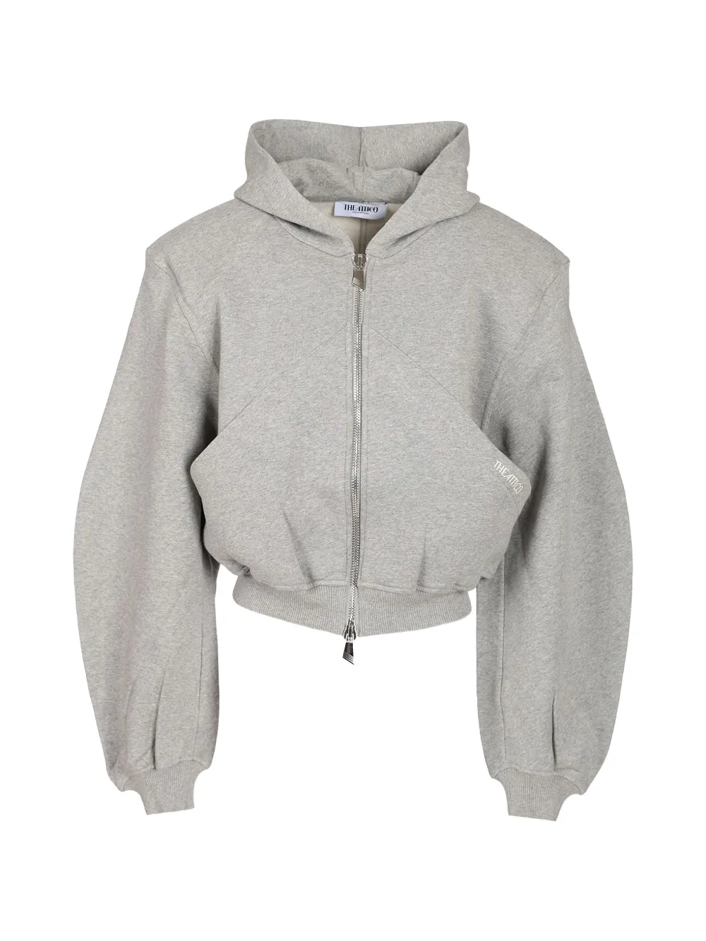 The Attico logo-embroidered zip-up hoodie - Grau