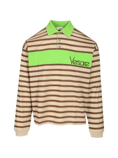 Versace logo-embroidered striped polo shirt