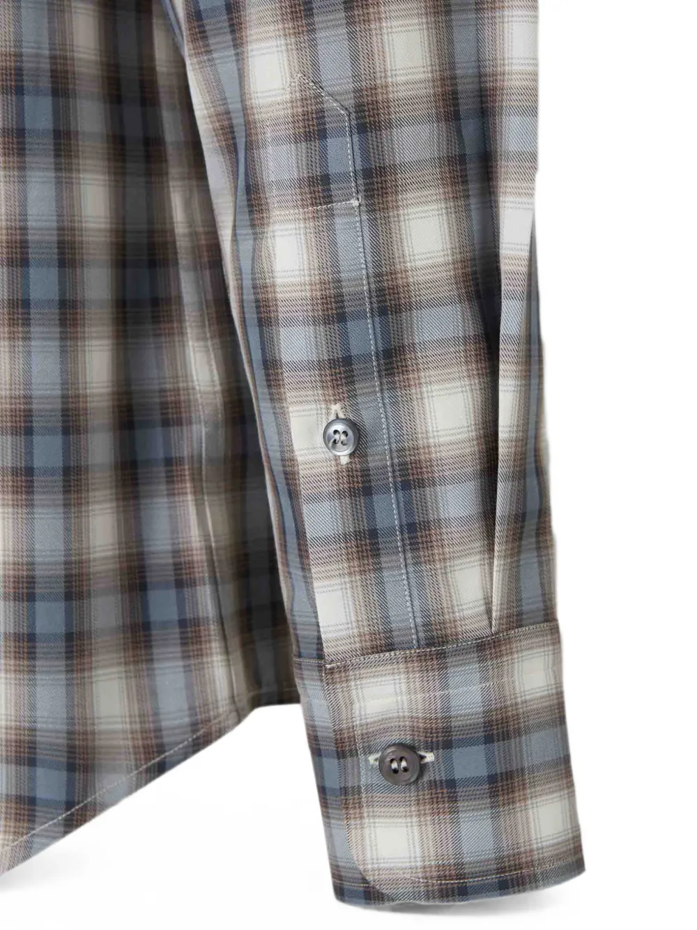 Brioni Geruit overhemd Blauw