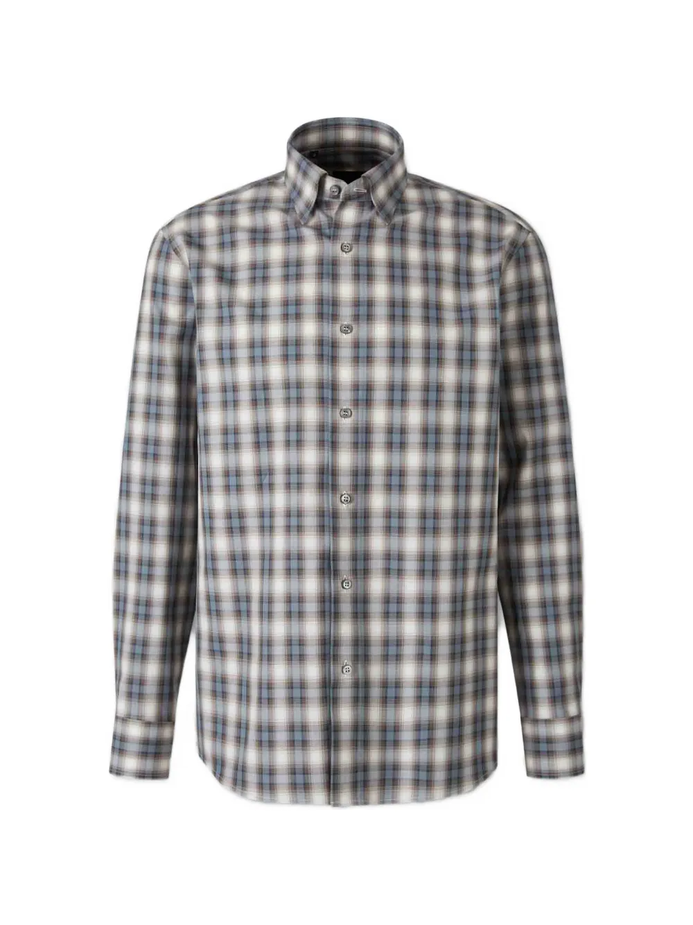 Brioni check-print button-down shirt - Blu