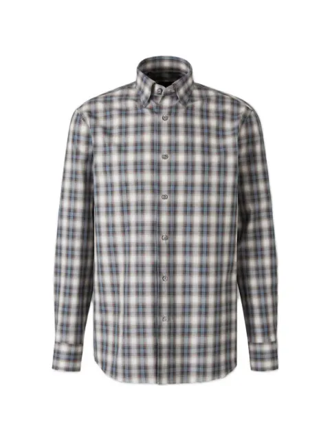 Brioni check-print button-down shirt