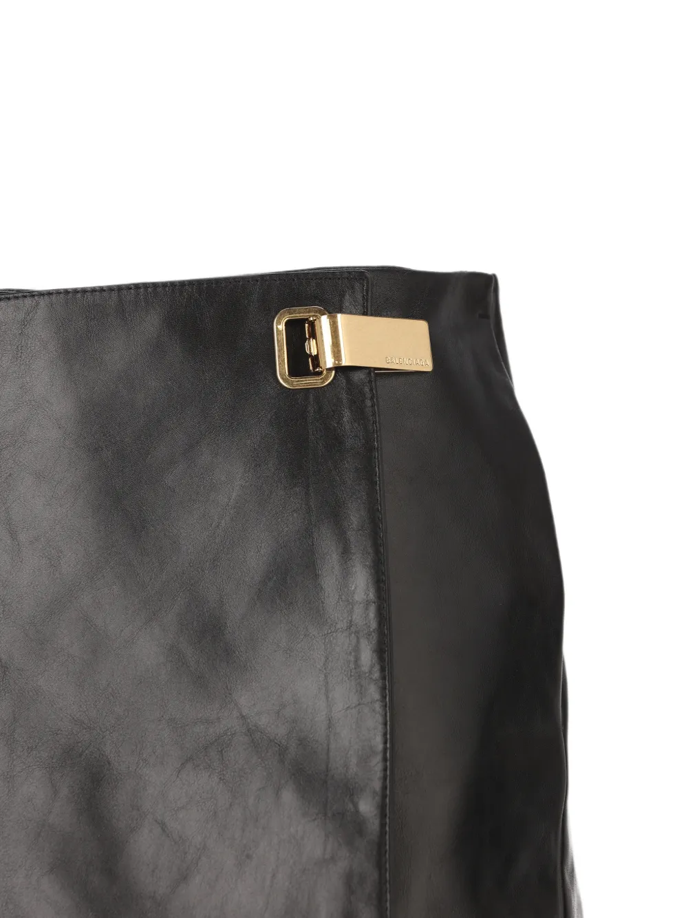 Balenciaga Leren rok met haaksluiting Zwart