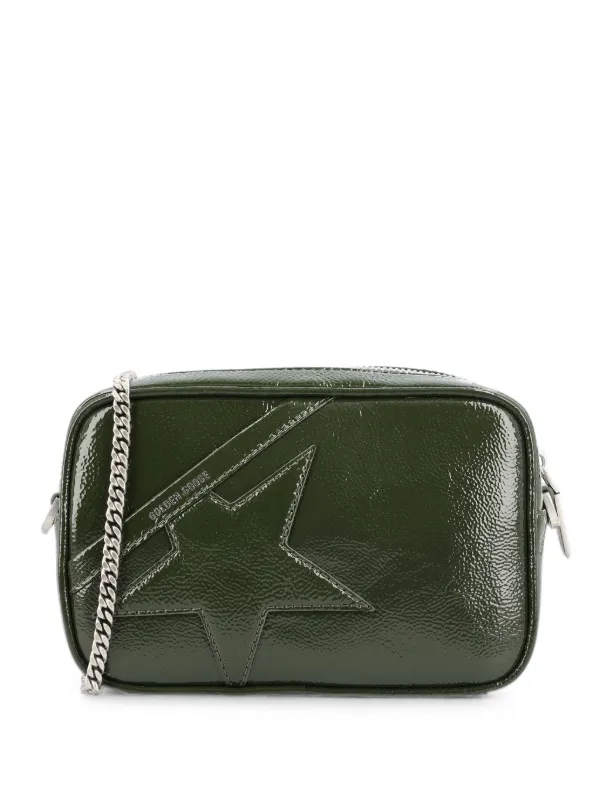 Golden Goose Mini Star Bag in Black Leather with Tone-on-tone Star in Green