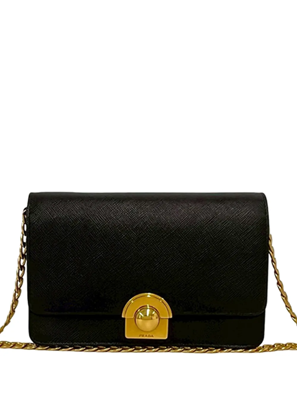 Prada Pre-Owned Borsa a tracolla Lux in pelle Saffiano con catena 2010-2026 - Nero