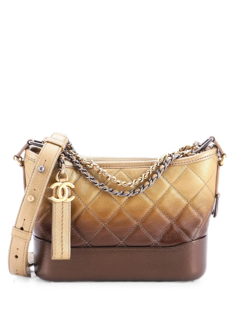 CHANEL Pre-Owned Gabrielle Quilted Ombre Goatskin Small hobo bag - Gold