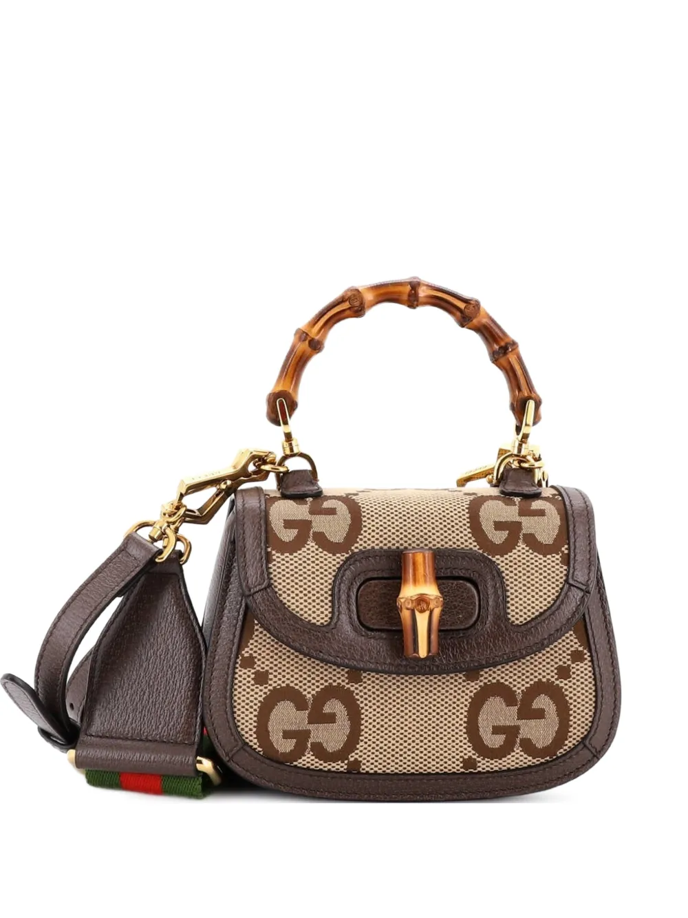 Gucci Pre-Owned Borsa a tracolla Bamboo 1947 mini in tela Jumbo GG - Marrone