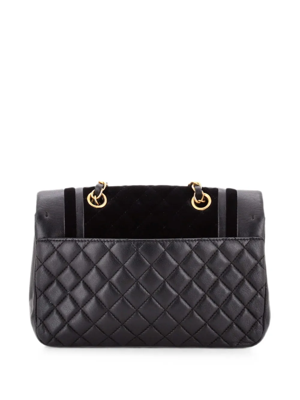  Chanel Pre-owned Paris-cosmopolite Textured Cc Flap Bag Lambskin And Quilted Velvet Small Shoulder Bag - Noir 