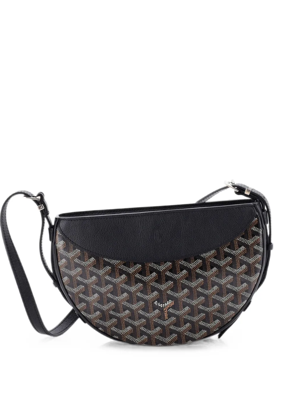 Pre-owned Goyard Hirondelle Coated Canvas And Leather Shoulder Bag In Black