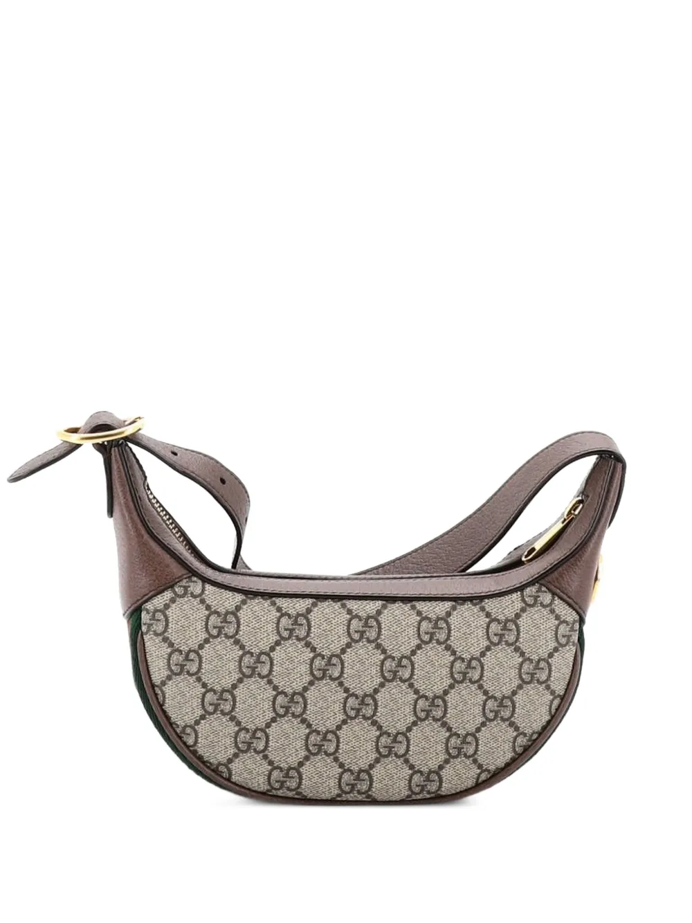 Gucci Pre-Owned Borsa passepartout Ophidia mini a mezza luna in tela cerata GG - Marrone