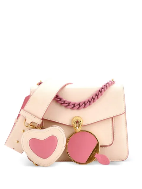 Bvlgari Pre-Owned bolsa crossbody Serpenti Forever Heart Pouch Maxi pequeña de piel con cadena