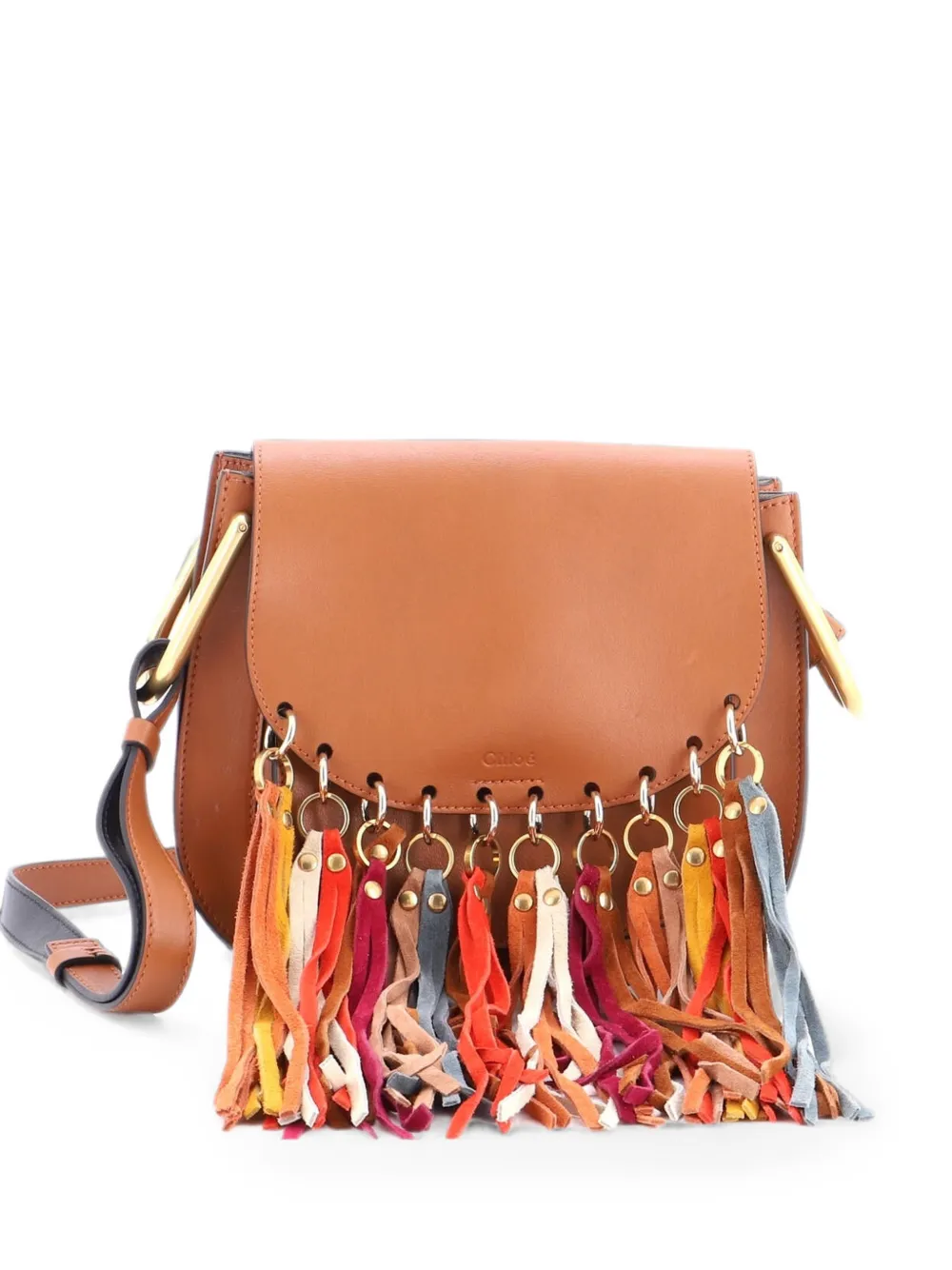 Chloé Pre-Owned Borsa a spalla Hudson piccola in pelle con frange - Marrone