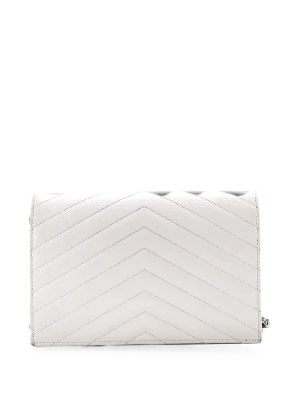  Saint Laurent Pre-owned Classic Monogram Wallet On Chain Matelasse Chevron Leather Small Crossbody Bag - Noir 