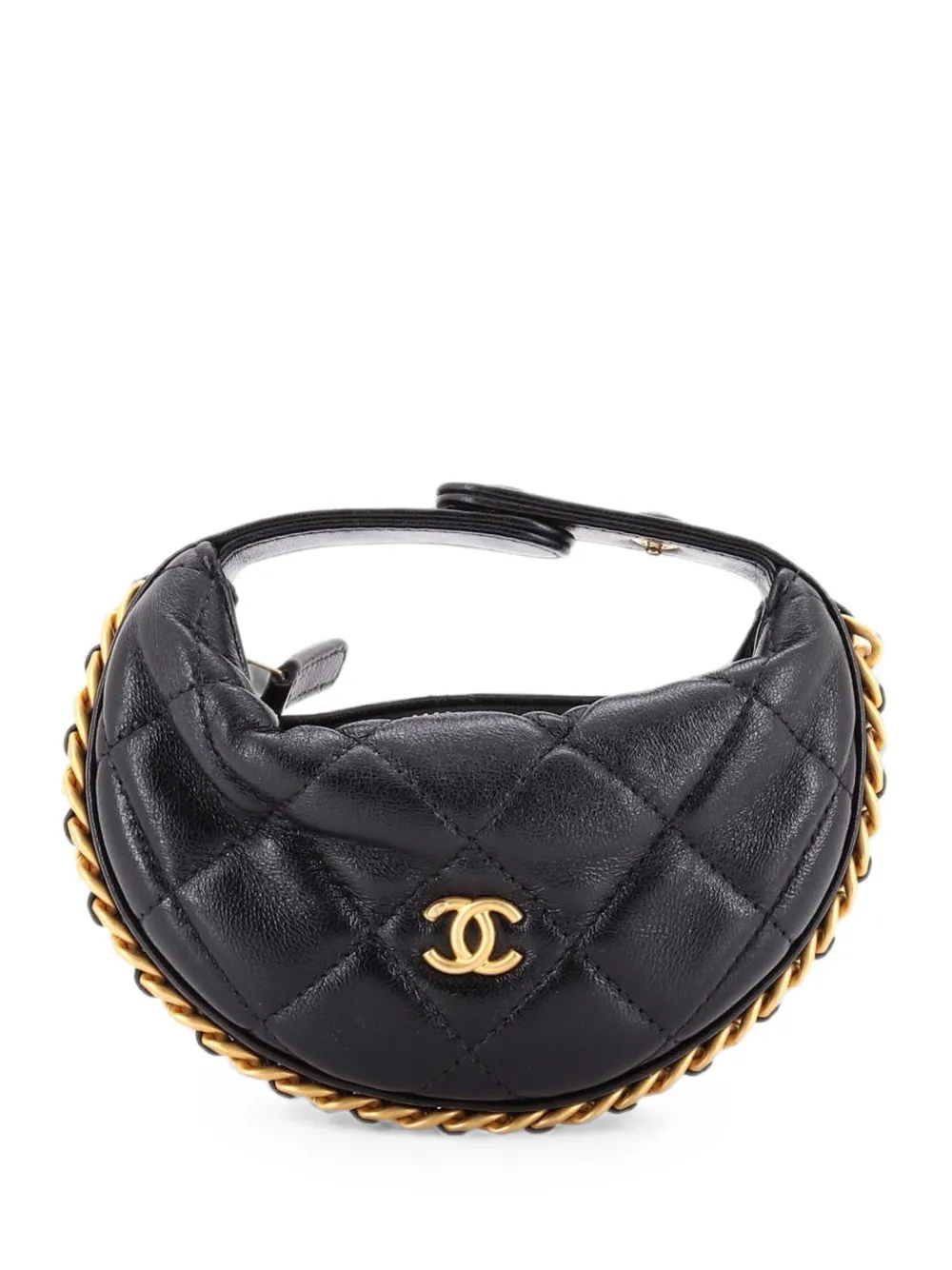 CHANEL Pre-Owned Borsa passepartout extra mini in pelle di agnello trapuntata con catena - Nero