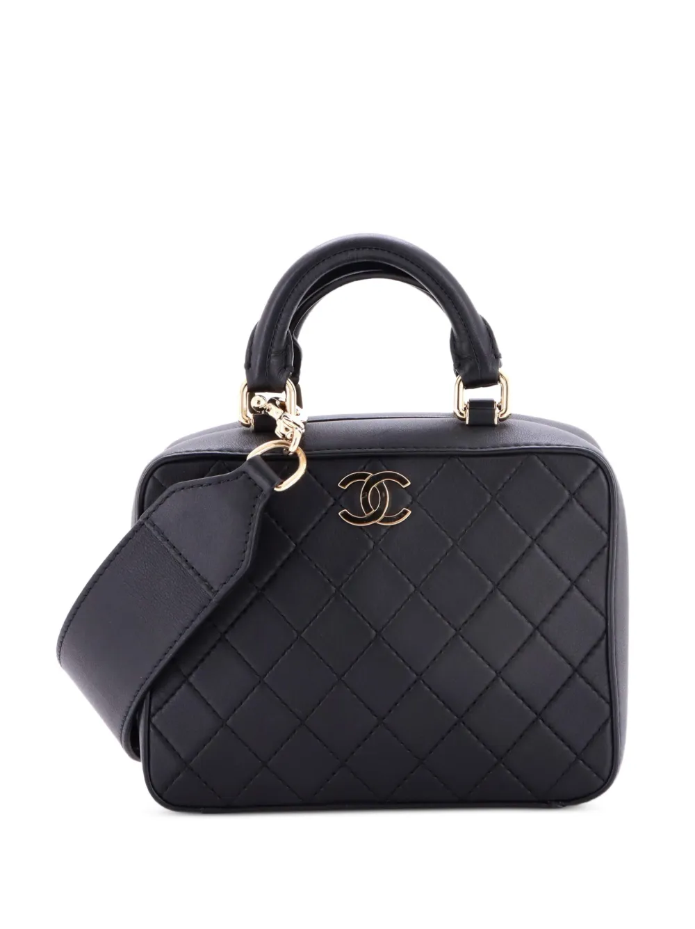 CHANEL Pre-Owned Borsa a tracolla Travel Kit Vanity Case piccola in pelle di vitello - Nero