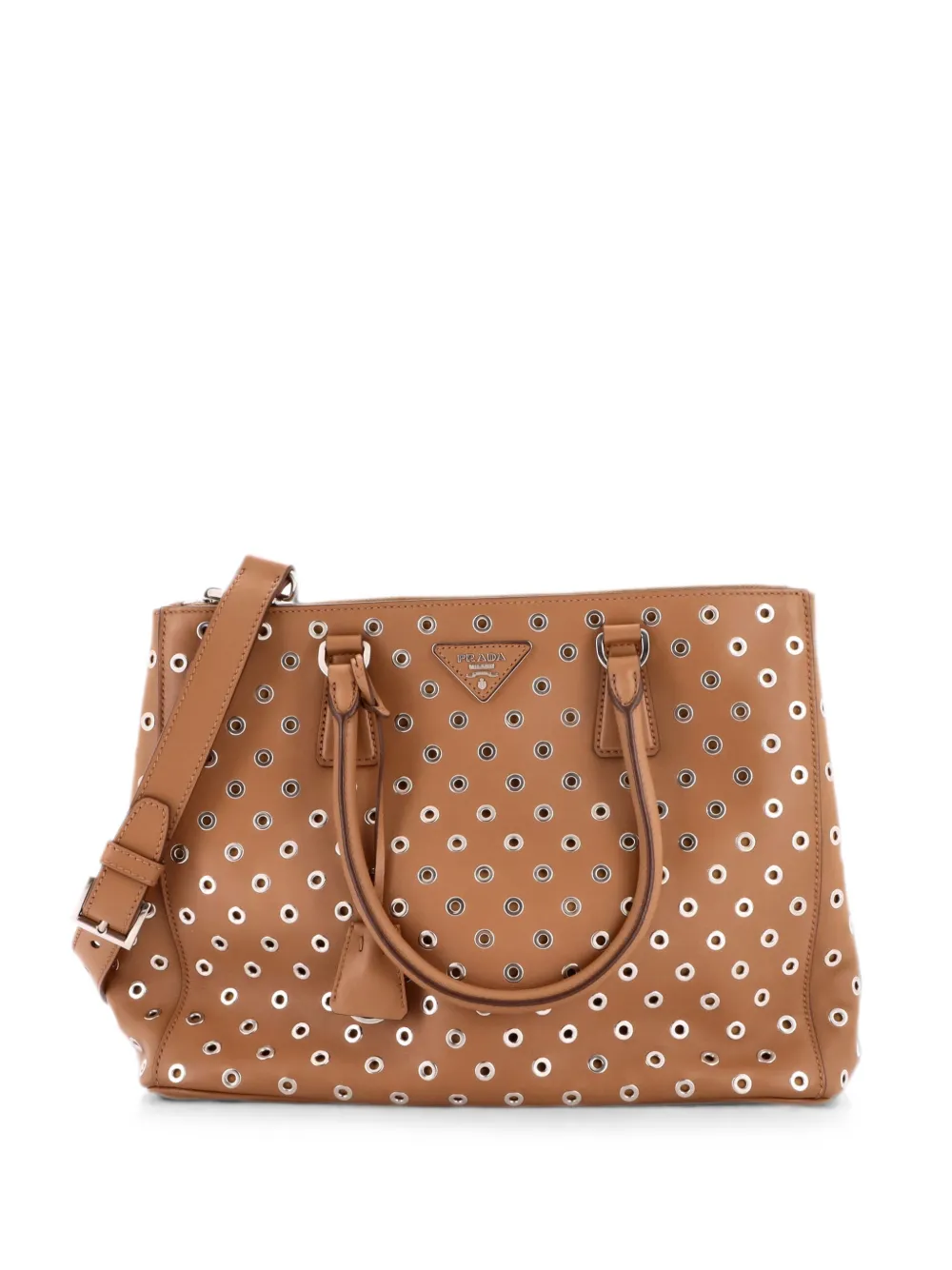 Prada Pre-Owned Grommet Galleria Double Zip City Calfskin Medium tote bag - Brown