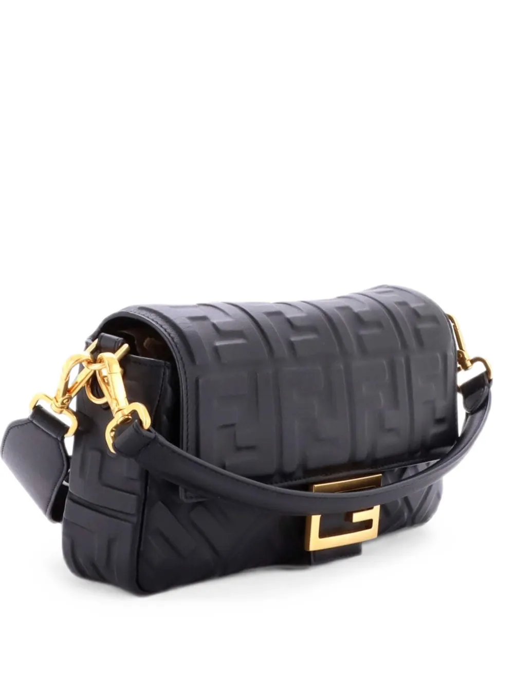 Fendi Pre-Owned Borsa a tracolla Baguette NM media in pelle goffrata con motivo Zucca - Nero