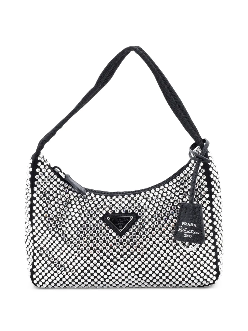 Prada Pre-Owned Borsa a tracolla Re-Edition 2005 piccola in raso con cristalli - Nero