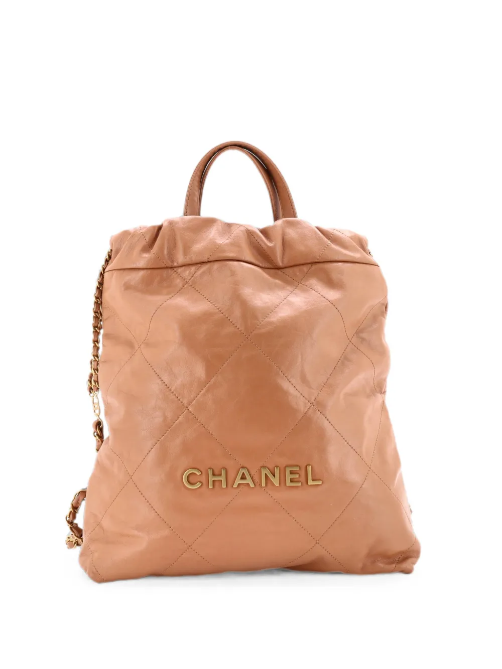 CHANEL Pre-Owned Zaino 22 medio in pelle di vitello trapuntata con catena - Toni neutri