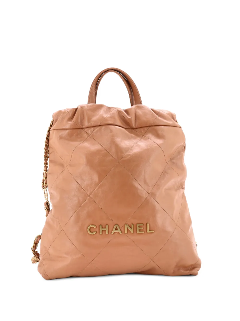 CHANEL Pre-Owned Zaino 22 medio in pelle di vitello trapuntata con catena - Toni neutri