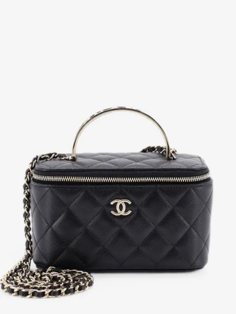 CHANEL Pre-Owned Kleine Kosmetiktasche mit CC-Henkel und gesteppter Kette