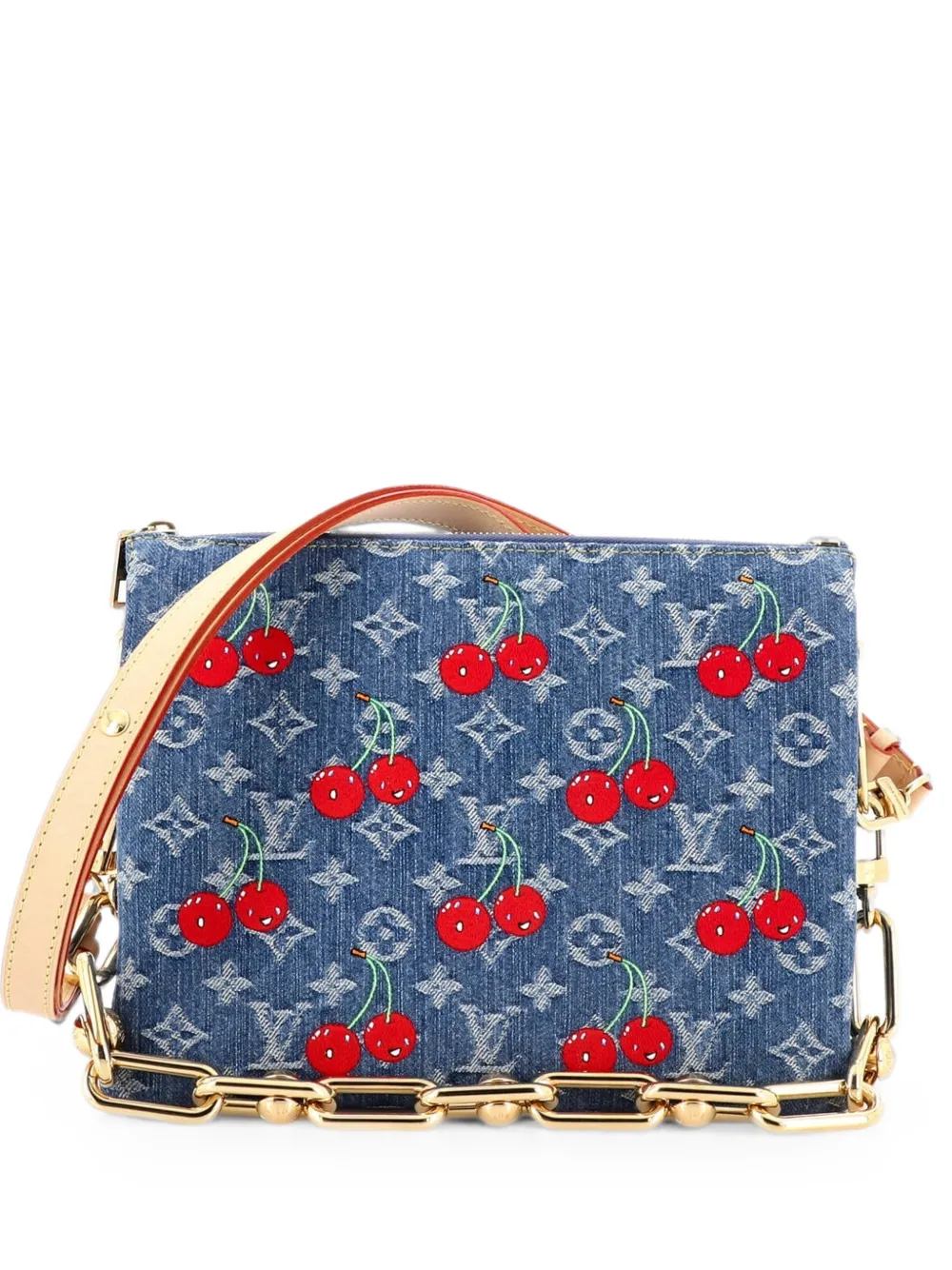 Louis Vuitton Pre-Owned x Takashi Murakami Borsa a tracolla Coussin Bag Limited Edition Monogram Cerises Denim PM - Blu