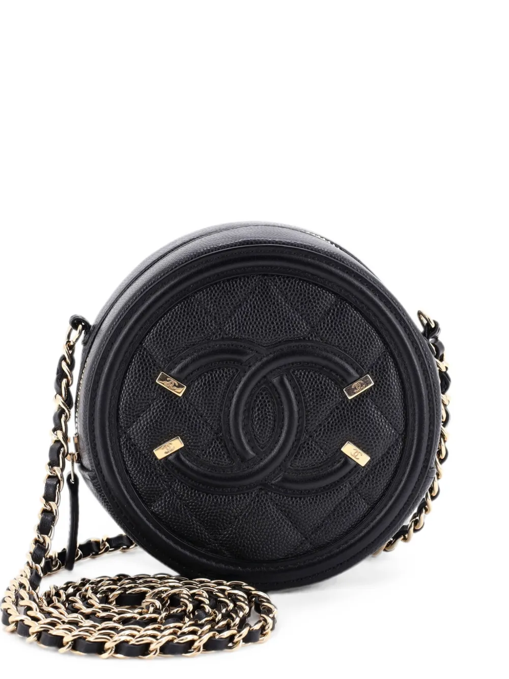 CHANEL Pre-Owned Borsa a tracolla mino in pelle Caviar trapuntata con catena - Nero