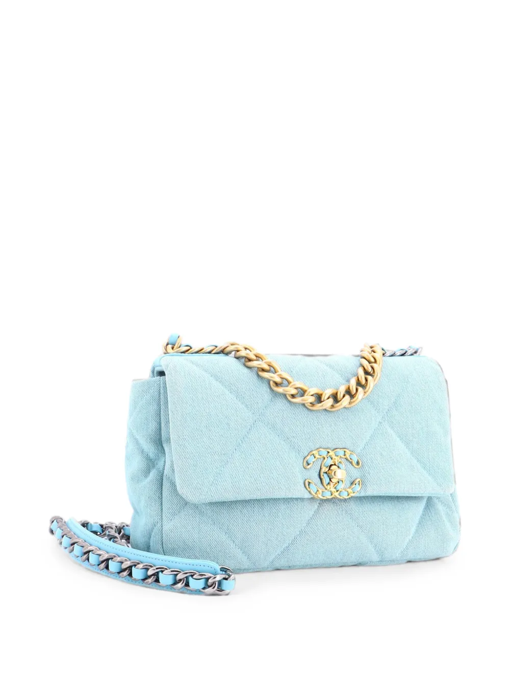デニム マトラッセ ショルダーバッグ CHANEL Pre-Owned 19 フラップ マトラッセ デニム ミディアム