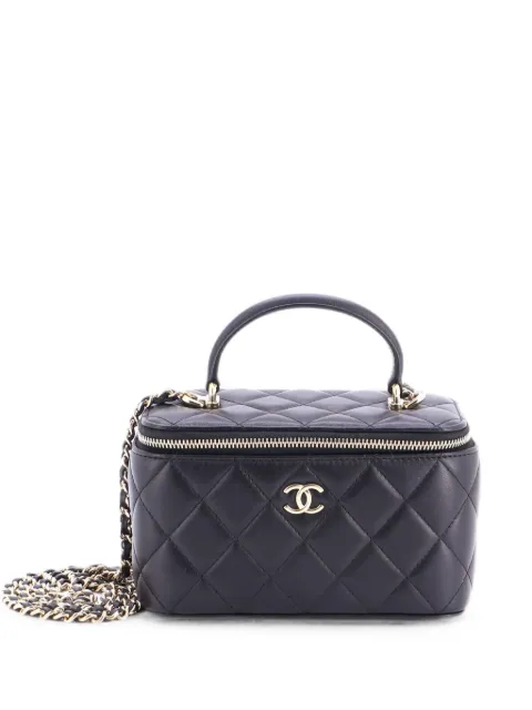 CHANEL Pre-Owned Borsa a tracolla Vanity Case mini in pelle di agnello trapuntata con manico